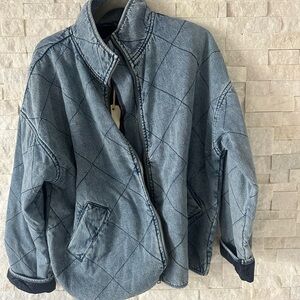 Quilted Blue Denim Jacket by By Together